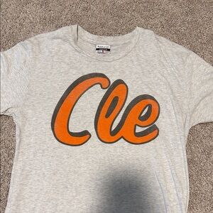 Where I'm from-Gray T-Shirt with Orange and Black 'Cle' Graphic